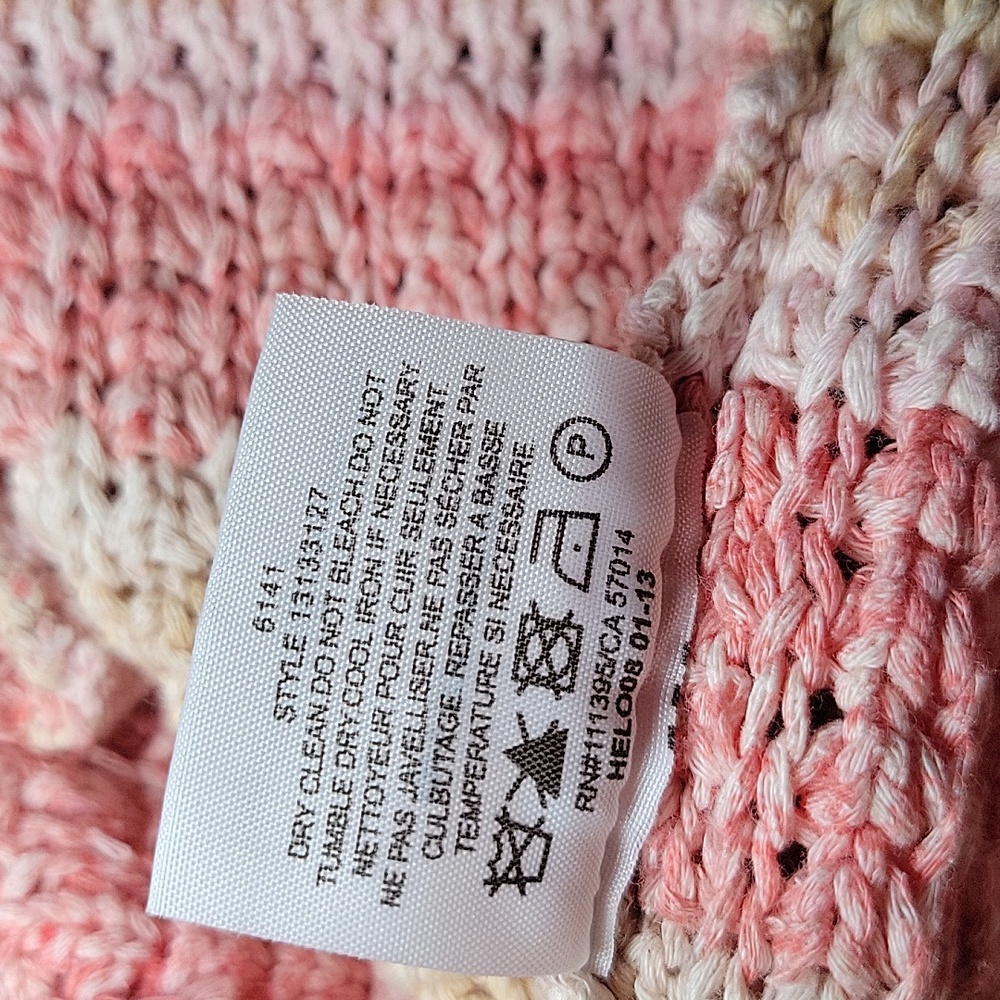 Tory Burch Erin Pink and Cream Striped Cardigan V-neck Woman's XL - Picture 9 of 9